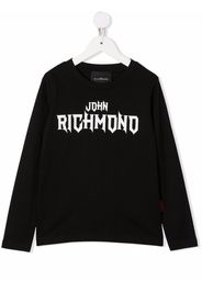John Richmond Junior logo print long sleeved T-shirt - Nero