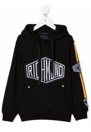 John Richmond Junior embroidered logo cotton hoodie - Nero