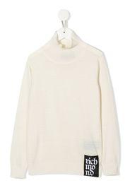 John Richmond Junior logo-patch knitted jumper - Bianco