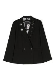 John Richmond Junior badge-detail double-breasted blazer - Nero