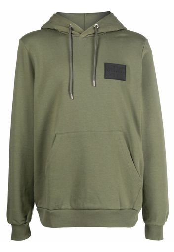 John Richmond logo-patch cotton hoodie - Verde