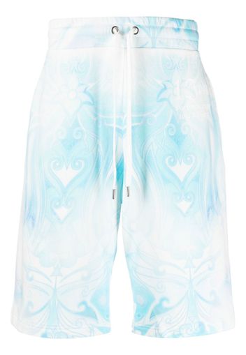 John Richmond fleece graphic-print shorts - Blu