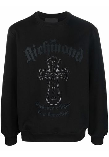 John Richmond logo-print cross-embellished sweatshirt - Nero