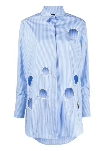 John Richmond cut out-detail striped shirt - Blu