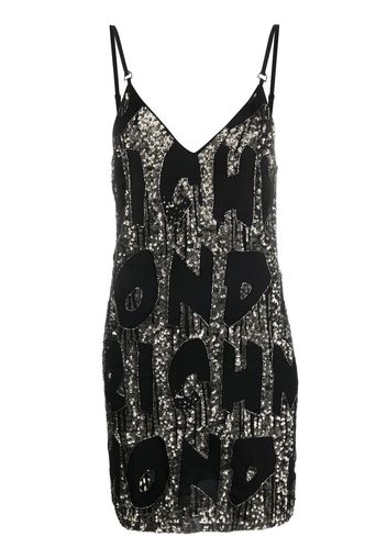 John Richmond logo-lettering sequin mini dress - Nero