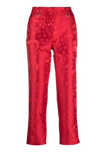 John Richmond Pantaloni crop con motivo jacquard - Rosso