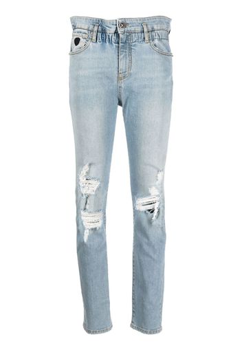 John Richmond ripped-detail straight-leg jeans - Blu