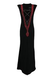 John Richmond sleeveless lace-front maxi dress - Nero