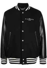 John Richmond striped-trim logo baseball jacket - Nero