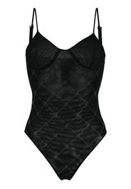 John Richmond monogram fitted bodysuit top - Nero