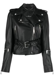 John Richmond cropped leather biker jacket - Nero