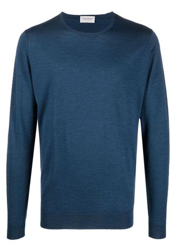 John Smedley fine-knit ribbed-trim jumper - Blu