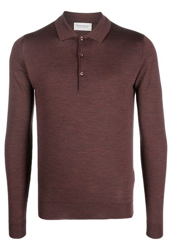 John Smedley button-front long-sleeved polo shirt - Rosso