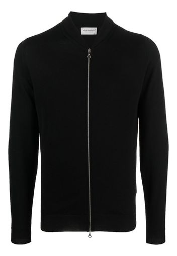 John Smedley front-zip fastening knit cardigan - Nero