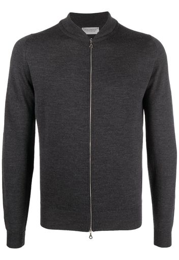 John Smedley front zip-fastening knit cardigan - Grigio