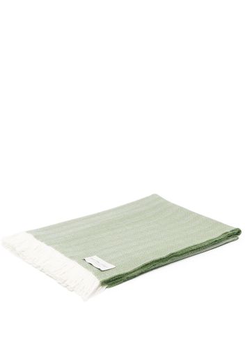 Johnstons of Elgin herringbone pattern wool throw - Verde