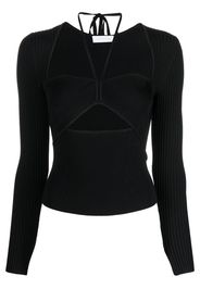 Jonathan Simkhai Alexia neck-tie ribbed top - Nero
