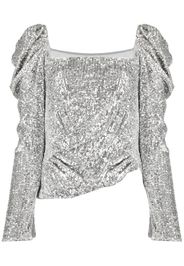 Jonathan Simkhai Allura Hammered sequin-embellished blouse - Argento