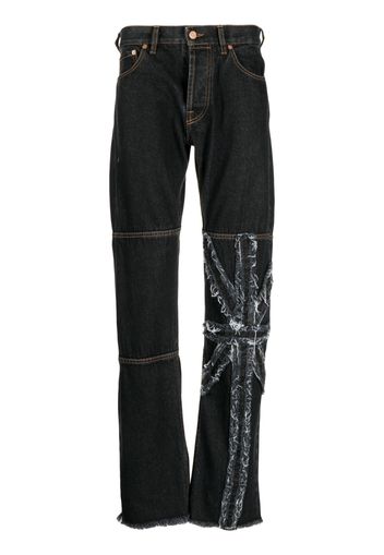 JORDANLUCA distressed-effect patchwork jeans - Blu