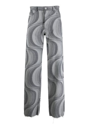 JORDANLUCA geometric-pattern faded trousers - Blu