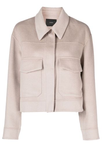 JOSEPH cropped wool-silk shirt jacket - Marrone