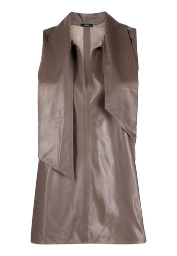 JOSEPH tie-detail leather top - Marrone