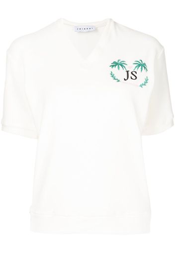 Joshua Sanders logo-embroidered V-neck T-shirt - Bianco