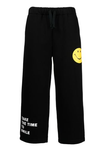 Joshua Sanders smiley-print cropped track pants - Nero