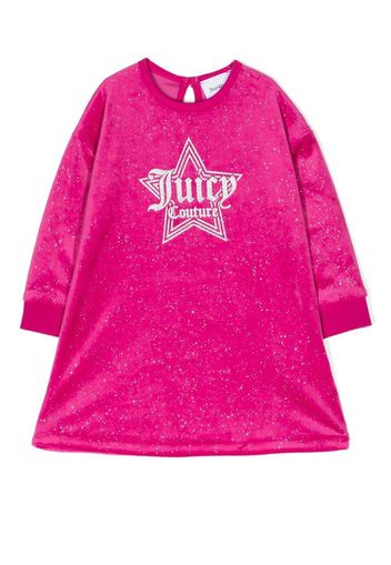 Juicy Couture Kids embroidered-logo star velour dress - Rosa