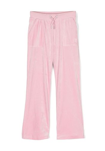 Juicy Couture Kids logo-embroidered velvet track pants - Rosa