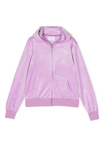 Juicy Couture Kids rhinestone embellished logo-print hooded cardigan - Viola