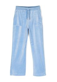 Juicy Couture Kids logo-embroidered velvet track pants - Blu
