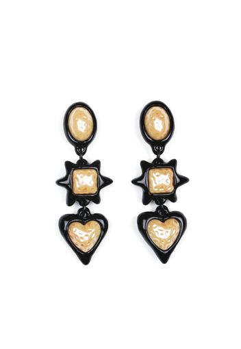 JULIETTA heart pendant drop earrings - Nero