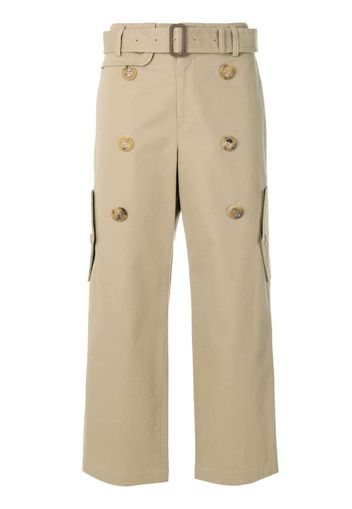 double buttons cropped trousers