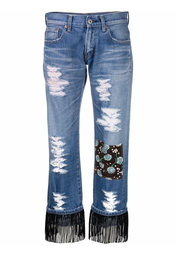 Junya Watanabe Comme des Garçons Pre-Owned Jeans crop con frange anni '90 - Blu