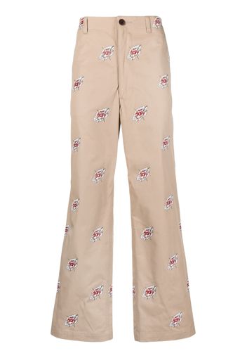 Junya Watanabe MAN X Roy Lichtenstein cotton chino trousers - Toni neutri