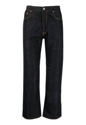 Junya Watanabe MAN patch-detail cropped flared jeans - Blu