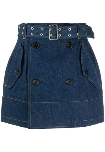 belted-waist denim skirt