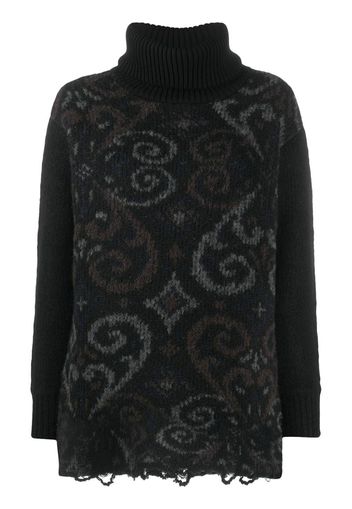 intarsia-pattern roll-neck jumper