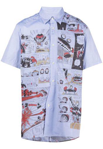 Junya Watanabe comic-print cotton shirt - Blu