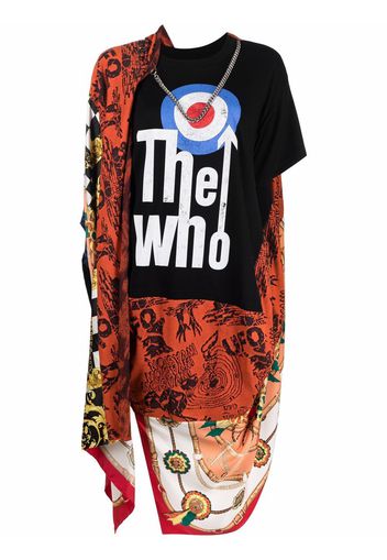 Junya Watanabe The Who scarf-detail draped T-shirt - Nero