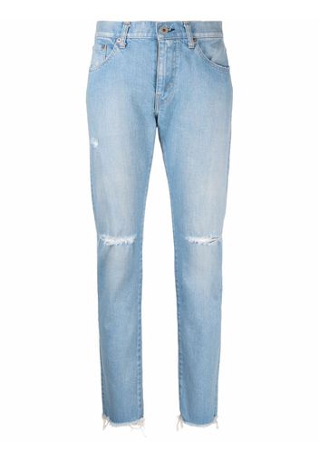 Junya Watanabe Jeans skinny con effetto vissuto - Blu