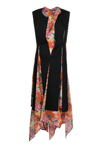 Junya Watanabe panelled floral-print midi dress - Nero