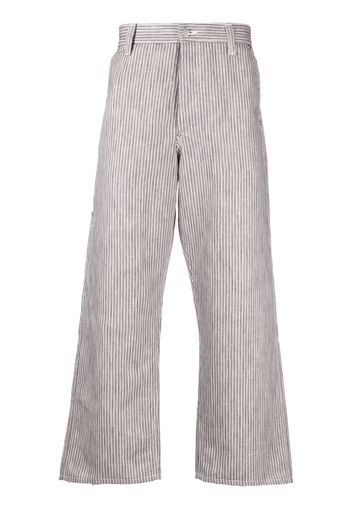 Junya Watanabe stripe-pattern cropped trousers - Toni neutri