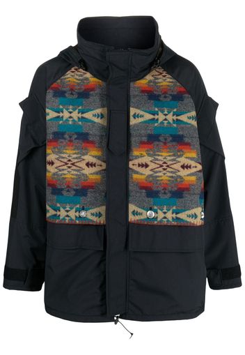 Junya Watanabe patterned hooded jacket - Nero