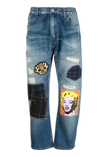 Junya Watanabe Jeans crop con design patchwork - Blu