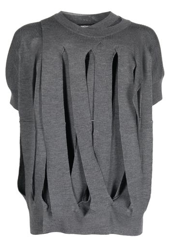 Junya Watanabe cut-out-detail knitted top - Grigio