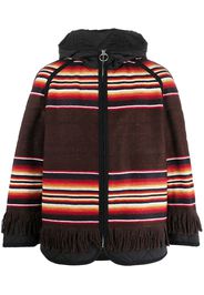 Junya Watanabe stripe-design fringed padded jacket - Marrone