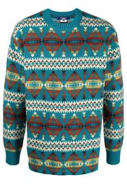 Junya Watanabe intarsia-knit wool jumper - Blu