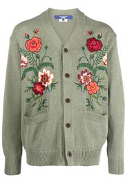 Junya Watanabe floral-embroidered V-neck cardigan - Verde